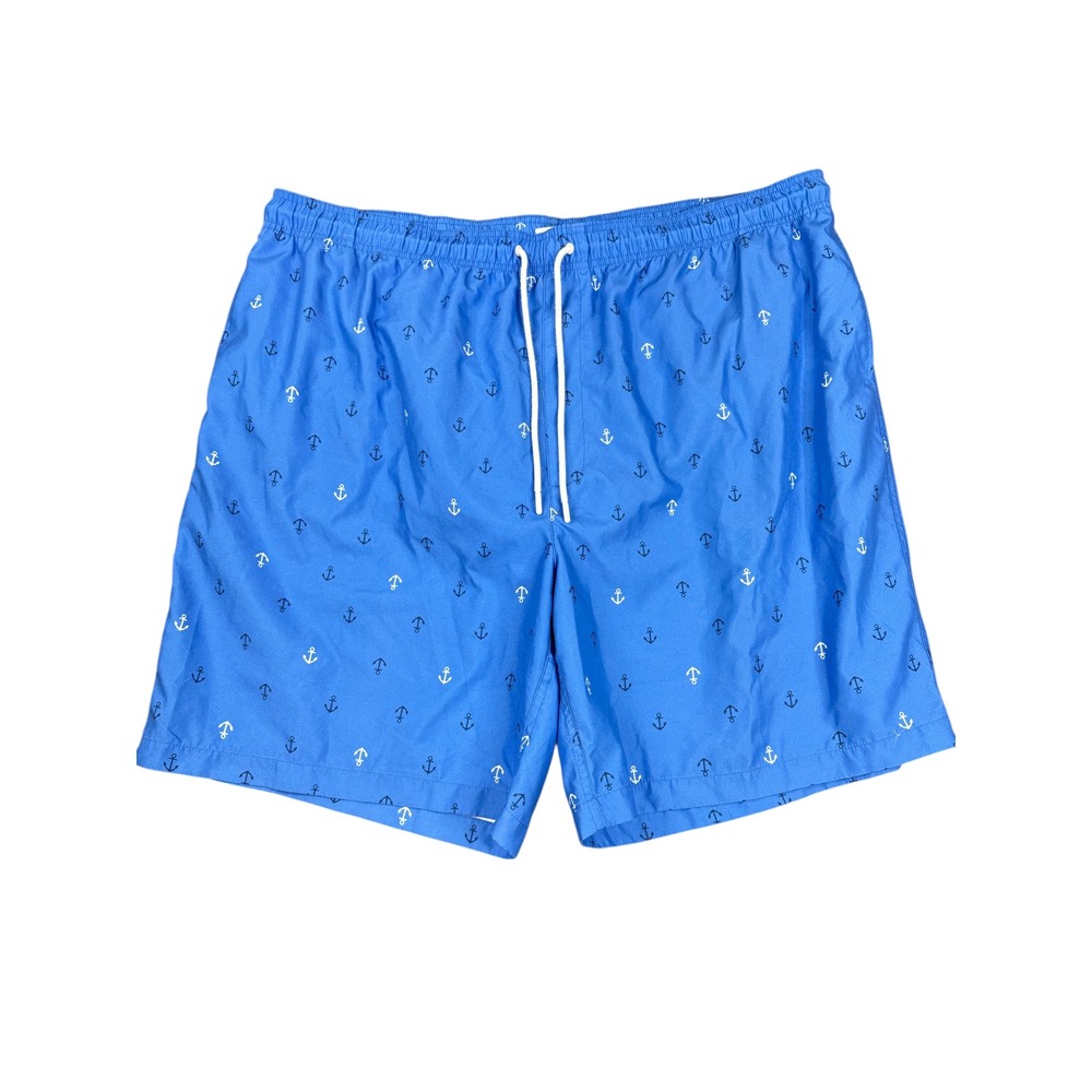 Amazon Essentials Men's 3XL Blue Anchor Print Swim Trunks Shorts Mesh Liner